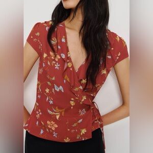 Reformation Floral Clemence Wrap Blouse in floral